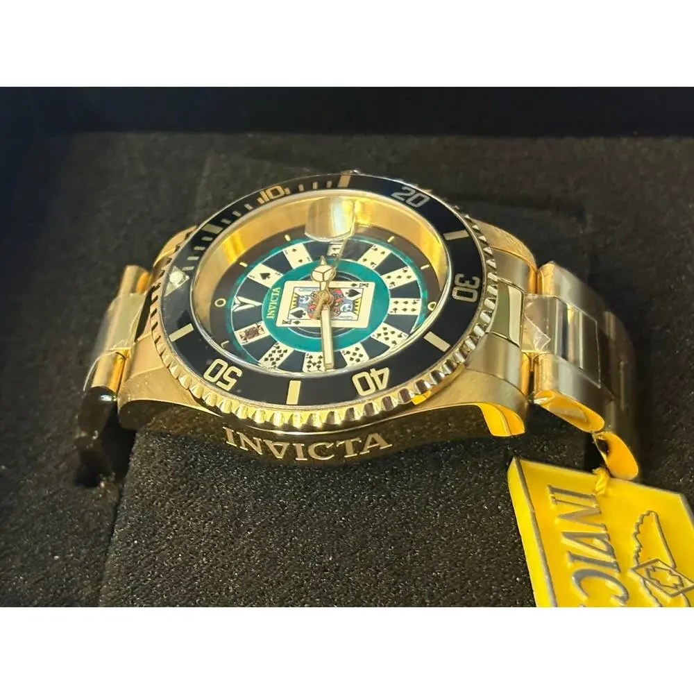 Invicta Pro Diver House of Cards Men’s Watch 40mm Gold New with Box
